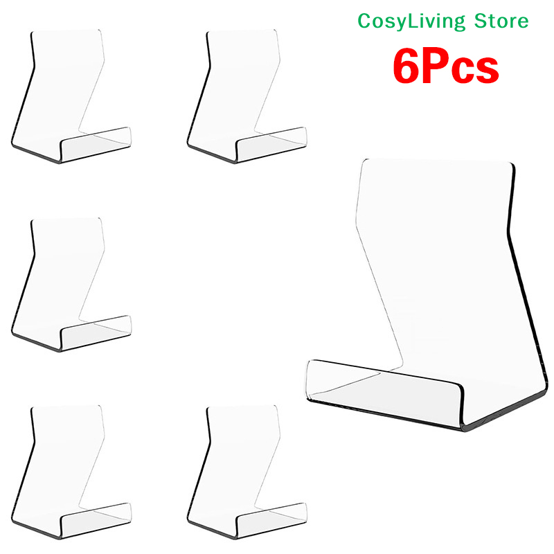 Clear Acrylic Book Stand Holder - 1/2/6 ชิ้นแท่นวางอะคริลิคใสสำหรับวางหนังสือบนชั้นวางของ